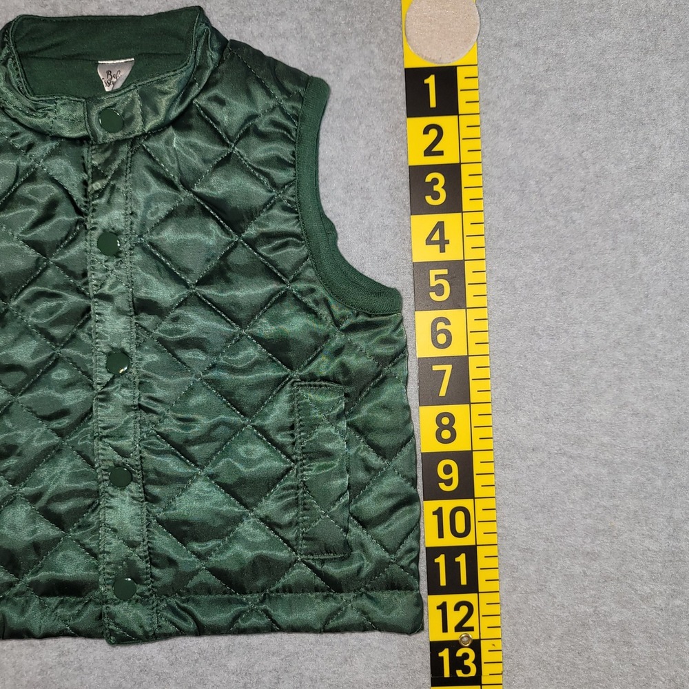 Baby Essentials Hunter Green Quilted Puffer Vest Infant 12M Snap Front Outerwear - Picture 6 of 8